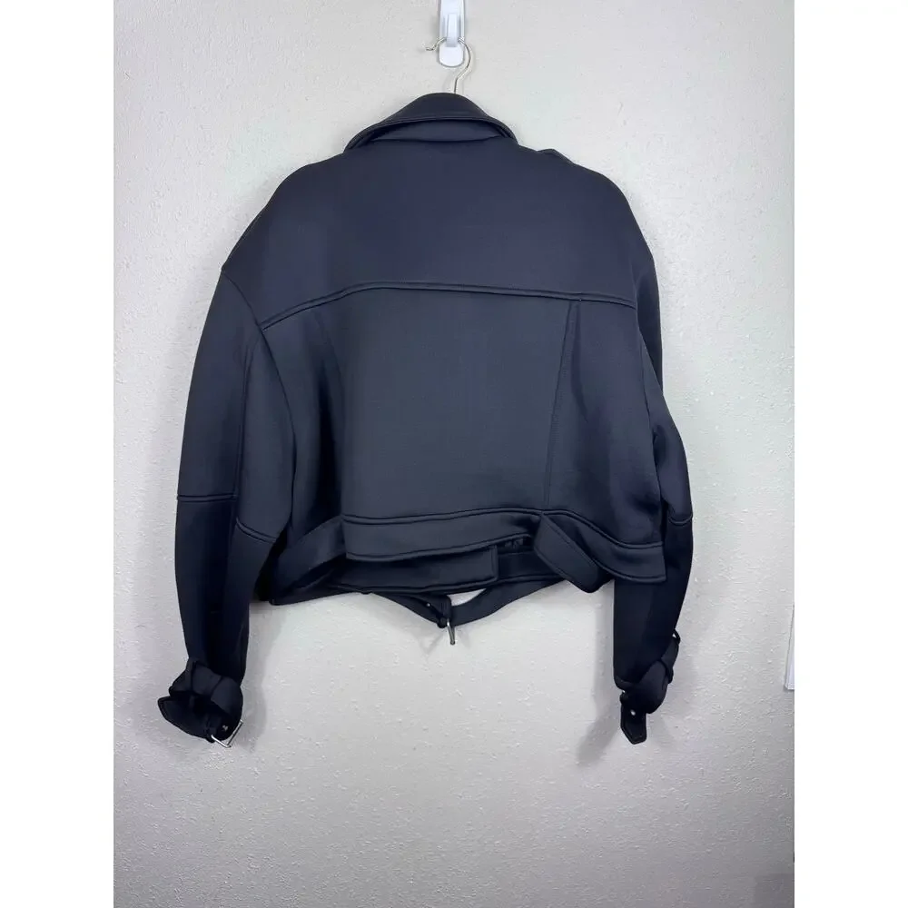 asos Design Black Bomberjacket with wrist and sleeve Buckles Size US 14
